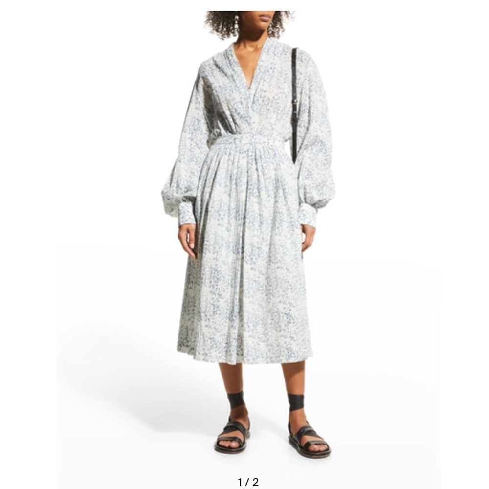 Dawei Studios Blouson-Sleeve Midi Dress